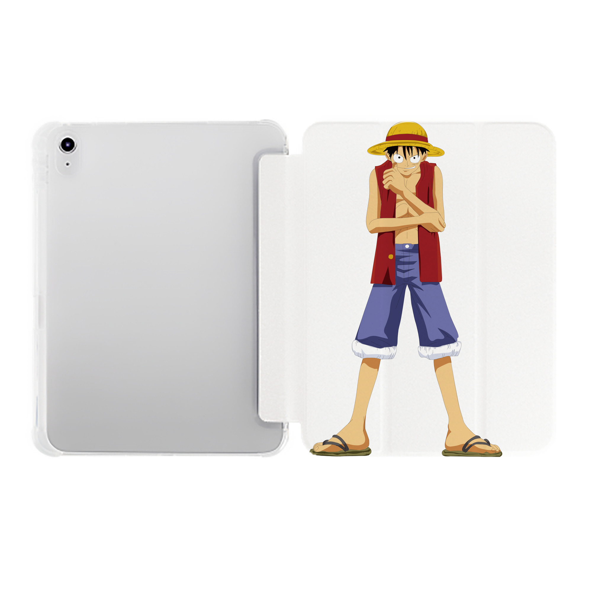 （画像用） ワンピース モンキー・D・ルフィ ONE PIECE Monkey D. Luffy IPad ケース ペン収納付き 三つ折りスタンド PUレザー×シリコン 対応機種9.5/10.5/10.9インチ